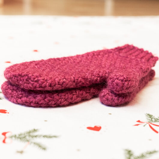 Warm Mittens - Adult Size - Raspberry - Image 2