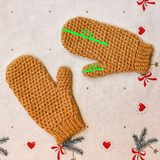 Warm Mittens - Kids Size - Mustard Orange - Image 3