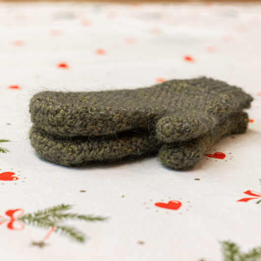 Warm Mittens - Kids Size - Moss Green - Image 2