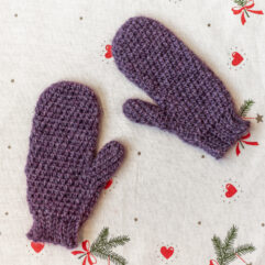 Warm Mittens - Kids Size - Dark Purple