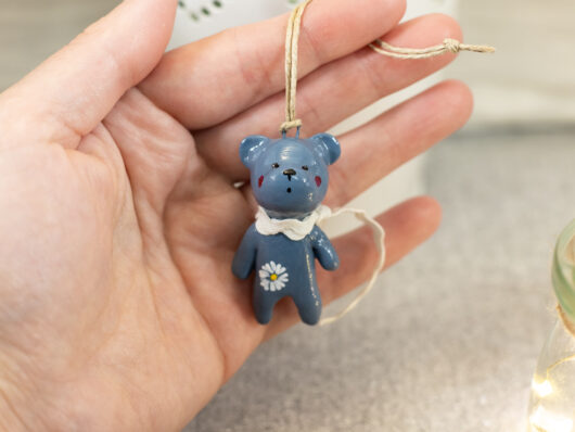 Denim blue teddy bear decoration - Image 2