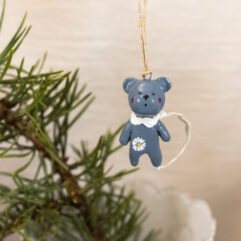 Denim blue teddy bear decoration