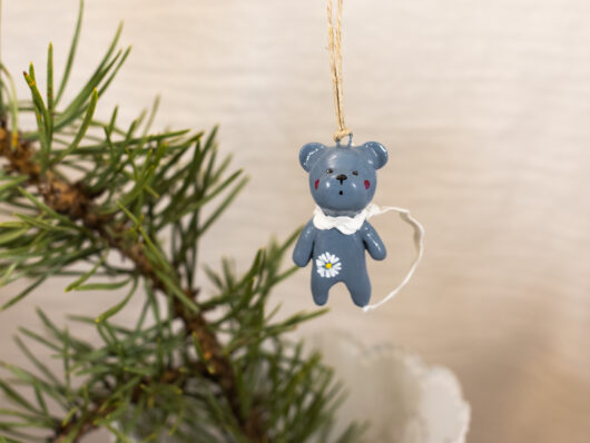 Denim blue teddy bear decoration