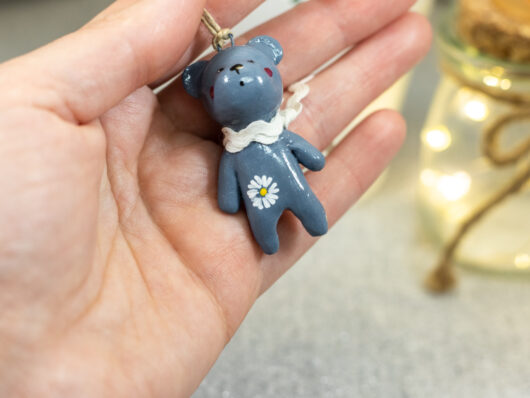 Denim blue teddy bear decoration - Image 4
