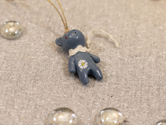 Denim blue teddy bear decoration - Image 3