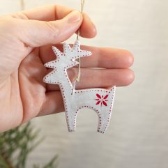 Pearl white reindeer decoration