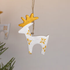 Pearl white reindeer decoration