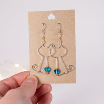 Cat earrings - silver-plated copper