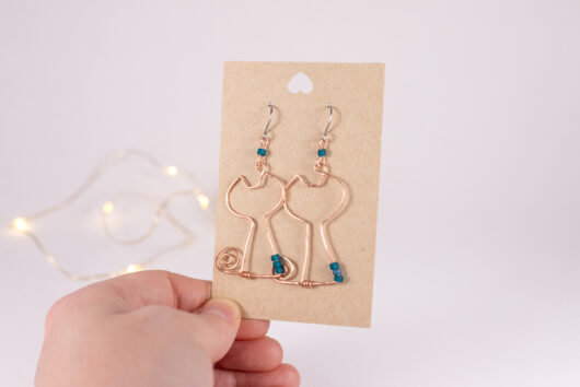 Cat earrings - copper