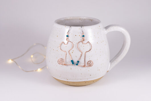 Cat earrings - copper - Image 2