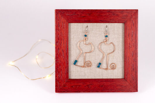 Cat earrings - copper - Image 3
