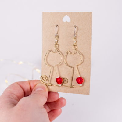 Cat earrings – brass