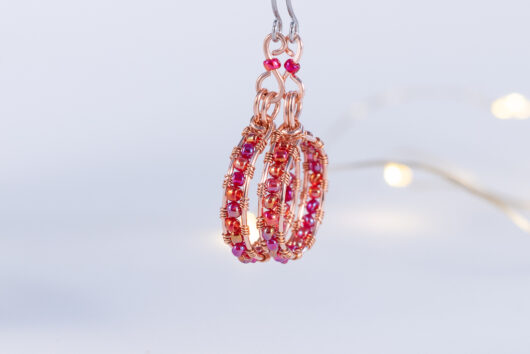 Glass beads earrings - copper - Image 3