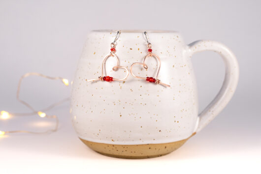 Heart earrings - copper - Image 2