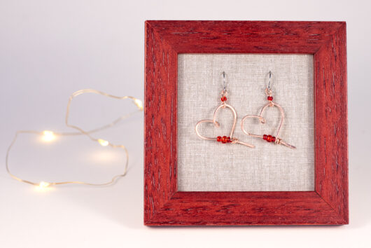 Heart earrings - copper - Image 3