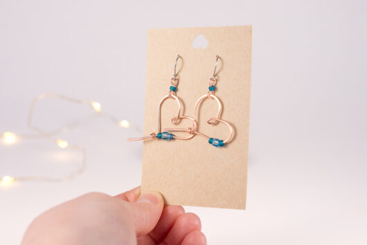 Heart earrings - copper
