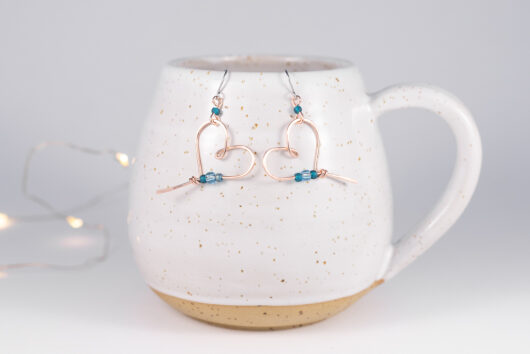 Heart earrings - copper - Image 2