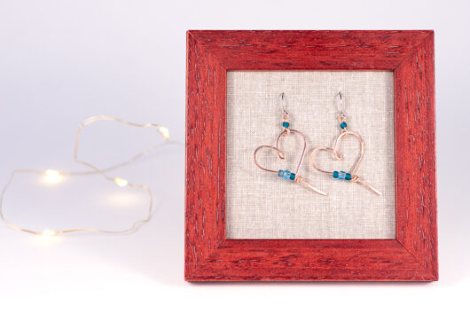 Heart earrings - copper - Image 3