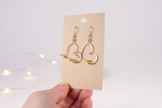 Heart earrings - copper