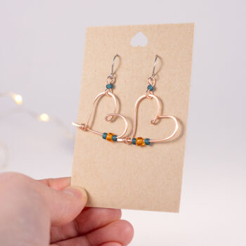 Heart earrings - copper