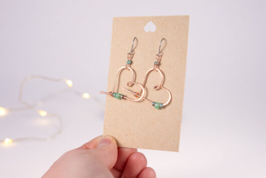 Heart earrings - copper