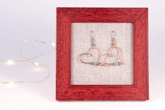 Heart earrings - copper - Image 3