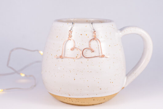 Heart earrings - copper - Image 2