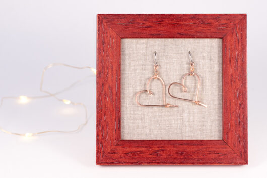 Heart earrings - copper - Image 3