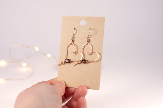 Heart earrings - copper