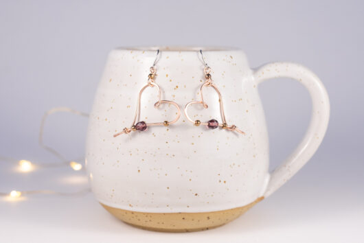 Heart earrings - copper - Image 2