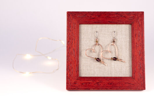 Heart earrings - copper - Image 3