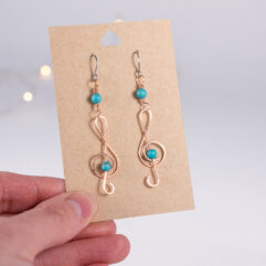 Treble clef earrings- copper