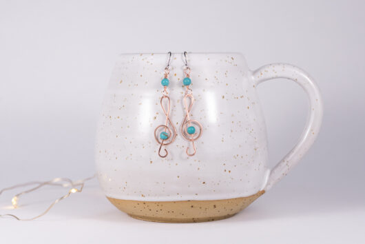 Treble clef earrings- copper - Image 2