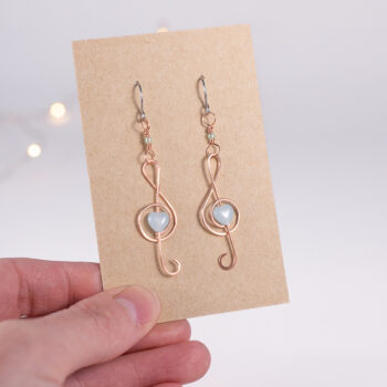 Treble clef earrings – copper