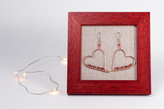 Heart earrings - copper - Image 3