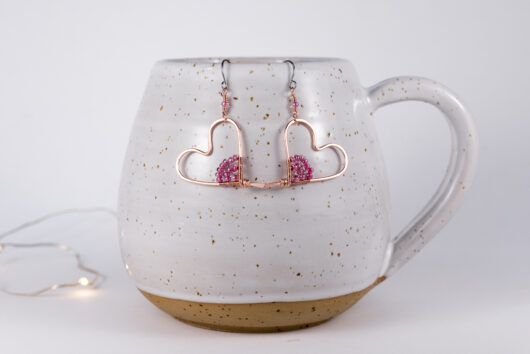 Heart earrings - copper - Image 2