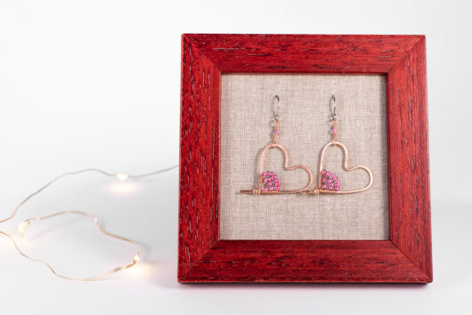 Heart earrings - copper - Image 3