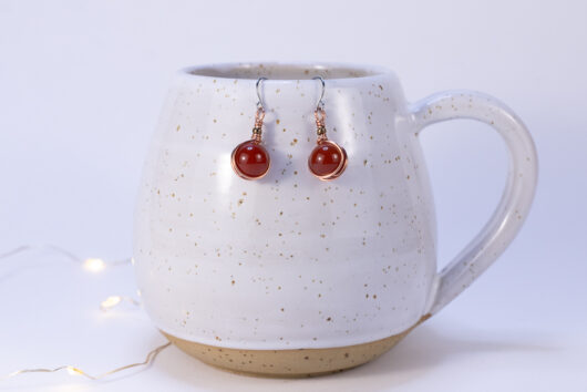 Orange beads earrings - copper - Image 2