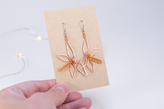 Dragonfly earrings - copper