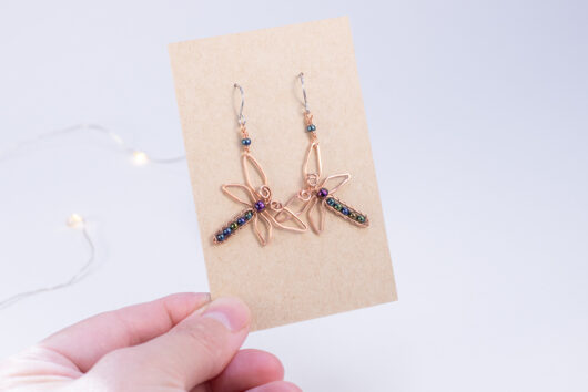 Dragonfly earrings - copper
