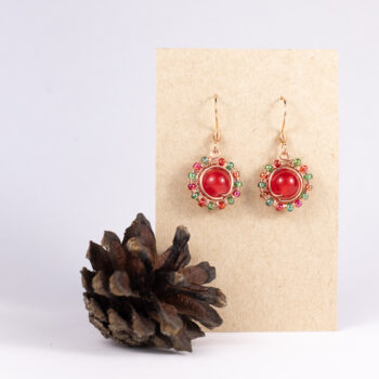Náušnice - červenozelené