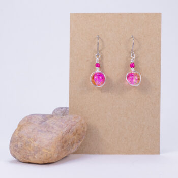 Lasihelmikorvakorut - hopeoitu kupari