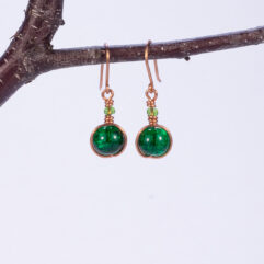 Lasihelmikorvakorut - kupari