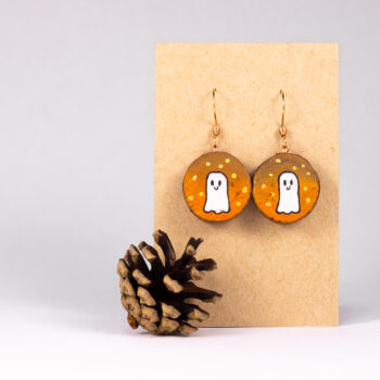 Drevené náušnice - duch