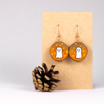 Wooden earrings – Cute ghost