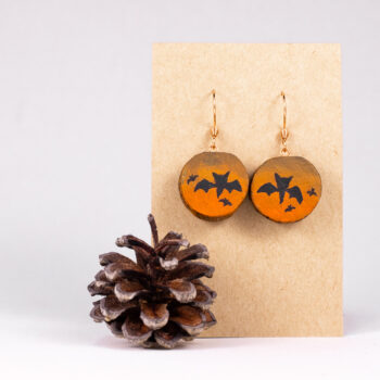 Drevené náušnice - netopier