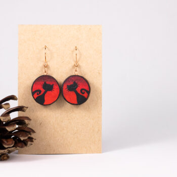 Drevené náušnice - mačka