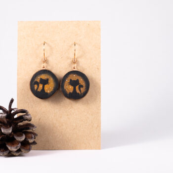 Drevené náušnice - mačka