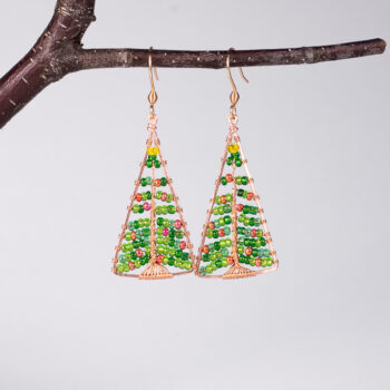 Medené náušnice - vianočný stromček