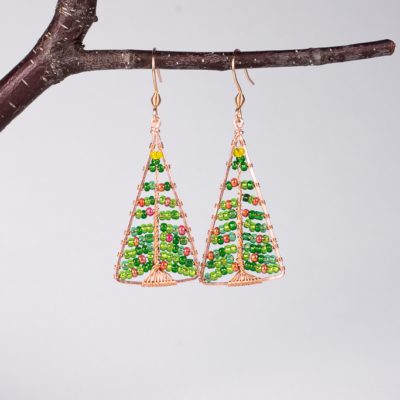 Joulukuusi-korvakorut – kupari